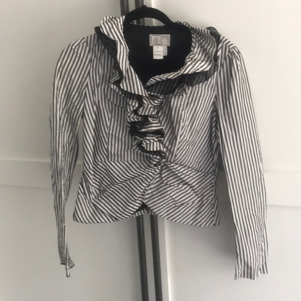 Striped blazer with Ruffle detail